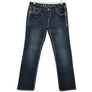L.A. Idol USA Women's Studded Bootcut Mid Rise Blue Denim Jeans Size 15 NWOT